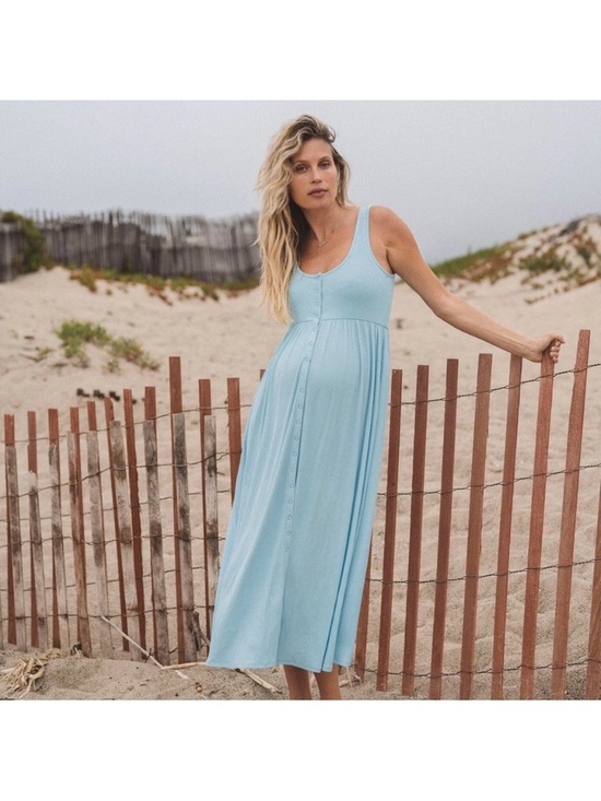 Hatch Dresses & Skirts - Hatch Maternity Wave Blue Softest Ribbed Nursing Tank Dress